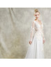 Long Sleeve Ivory Lace Tulle Illusion Buttons Back Wedding Dress